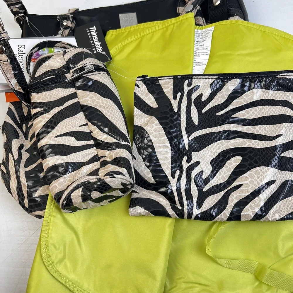 BKalencom New Orleans Diaper Bag Zebra Thinsulate Bottle Holder Changing Pad